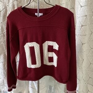 Society Burgundy Sweater with White Numeric Design